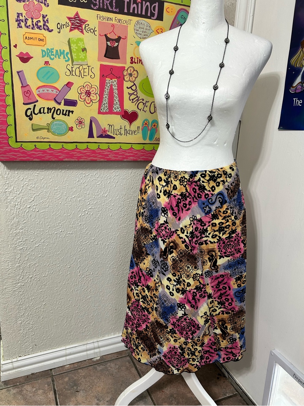 Y2K Multi-Color Floral Print Midi Skirt - Unbranded